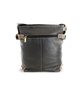 Schwarze Lederhandtasche mit Reißverschluss 212-5713-60