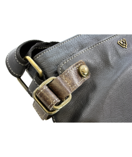 Schwarze Lederhandtasche mit Reißverschluss 212-5713-60