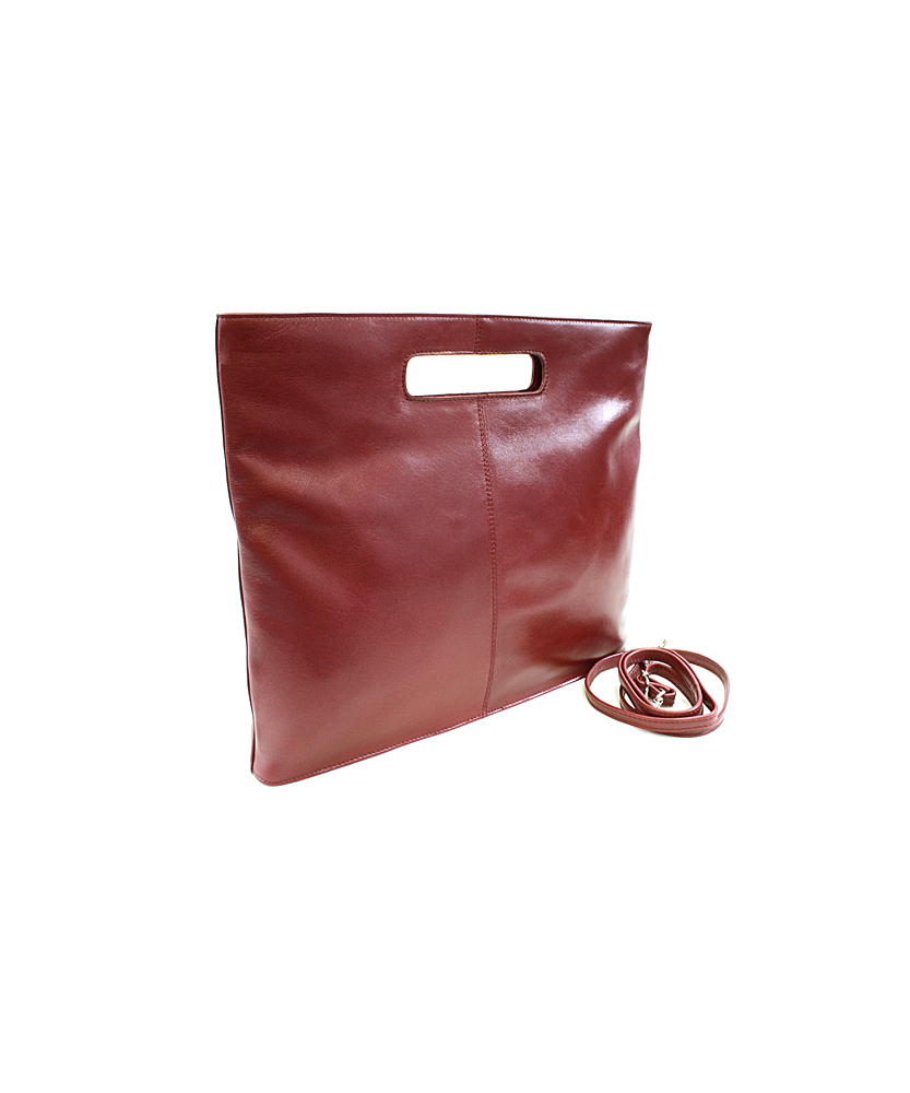 Red leather zipper handbag 212-9123-31