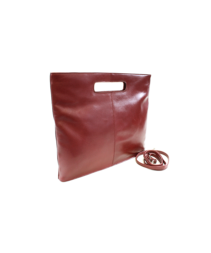 Rote Lederhandtasche mit Reißverschluss 212-9123-31