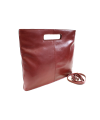 Red leather zipper handbag 212-9123-31