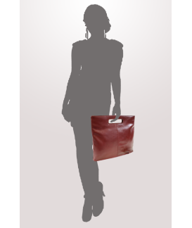 Rote Lederhandtasche mit Reißverschluss 212-9123-31