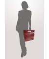 Red leather zipper handbag 212-9123-31
