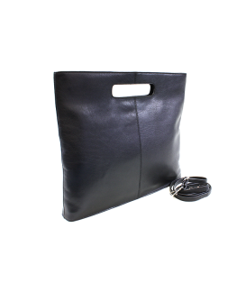 Black leather zipper handbag 212-9123-60