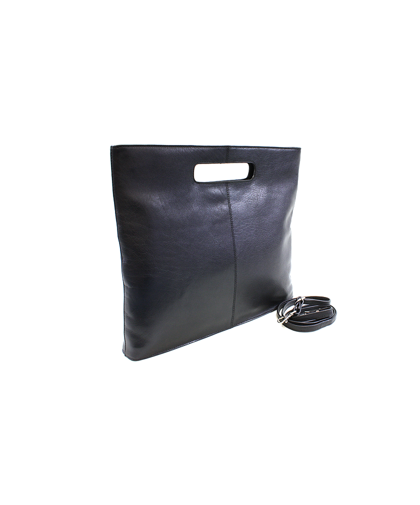 Black leather zipper handbag 212-9123-60