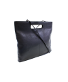 Black leather zipper handbag 212-9123-60