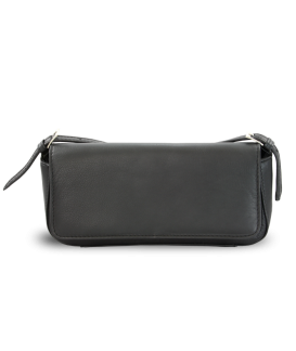 Black leather flap handbag with short strap 213-1015-60