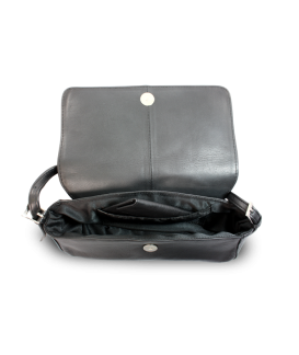 Black leather flap handbag with short strap 213-1015-60