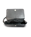 Black leather flap handbag with short strap 213-1015-60