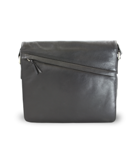 Black leather flap handbag 213-4005-60