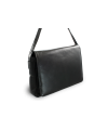 Black leather flap handbag 213-7320-60