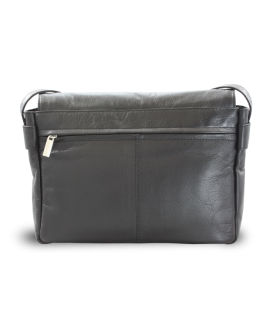 Black leather flap handbag 213-7320-60