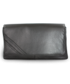 Black leather clutch bag with short strap 214-1022-60