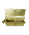 Gold leather clutch bag with strap 214-4071-02