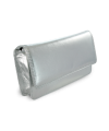 Silberne Clutch aus Leder mit Riemen 214-4071-27