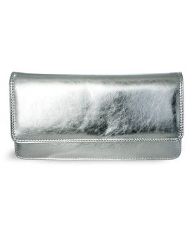 Silberne Clutch aus Leder mit Riemen 214-4071-27
