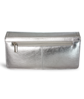 Silberne Clutch aus Leder mit Riemen 214-4071-27