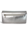 Silberne Clutch aus Leder mit Riemen 214-4071-27