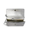 Silberne Clutch aus Leder mit Riemen 214-4071-27