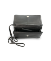 Black leather clutch bag with strap 214-4071-60