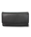 Black leather clutch bag with strap 214-4071-60