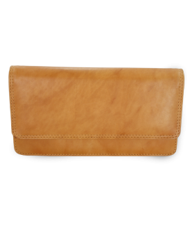 Light brown leather clutch bag with strap 214-7071-05