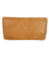 Light brown leather clutch bag with strap 214-7071-05