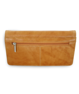 Light brown leather clutch bag with strap 214-7071-05