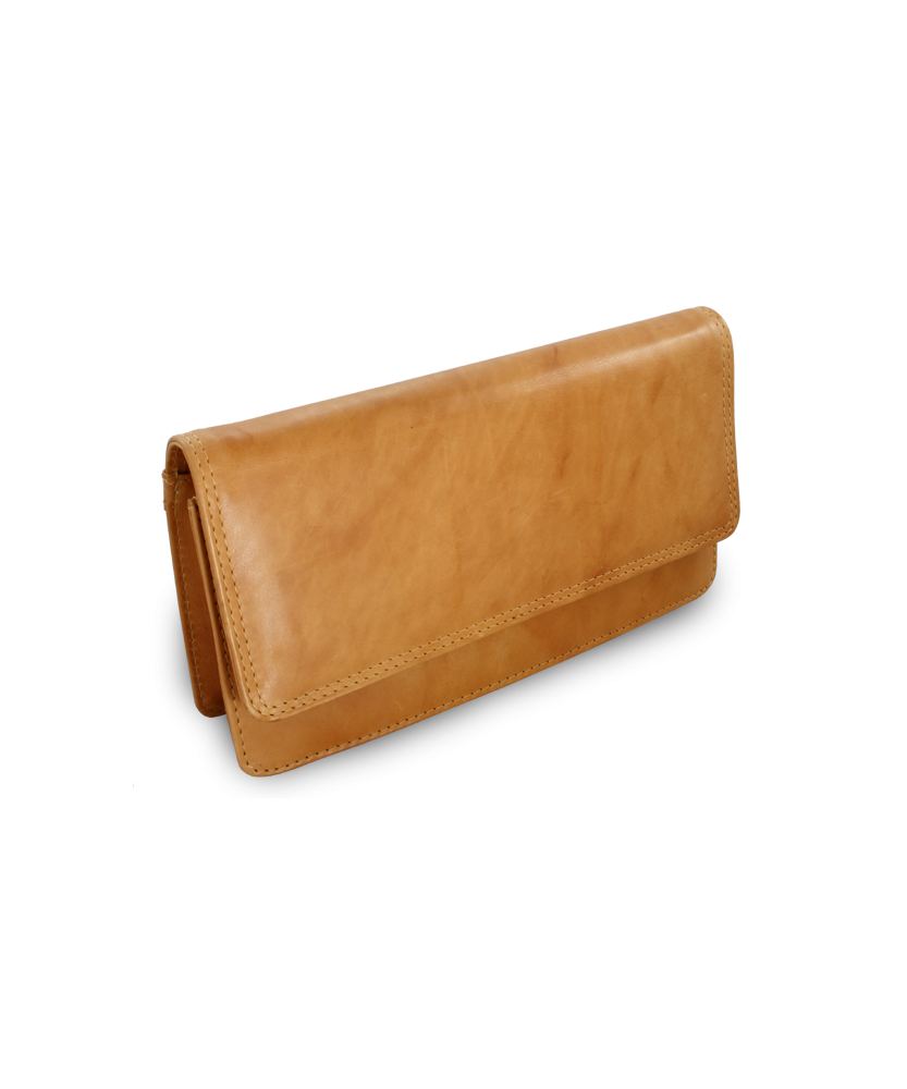 Light brown leather clutch bag with strap 214-7071-05