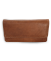 Dark brown leather clutch bag with strap 214-7071-47