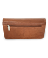 Dark brown leather clutch bag with strap 214-7071-47