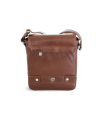 Small brown men's leather crossbag with a flap 215-1701-40