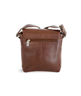 Small brown men's leather crossbag with a flap 215-1701-40