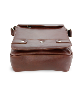 Small brown men's leather crossbag with a flap 215-1701-40