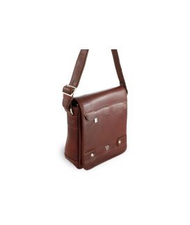 Small brown men's leather crossbag with a flap 215-1701-40