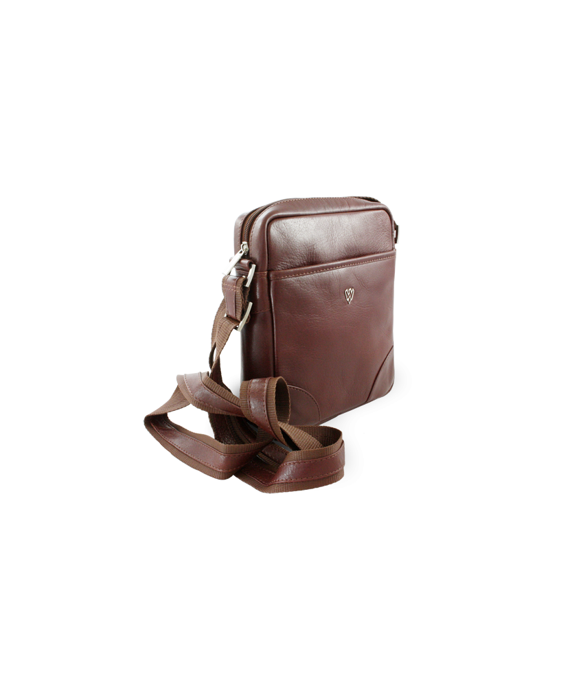 Small brown leather crossbag 215-1711-40