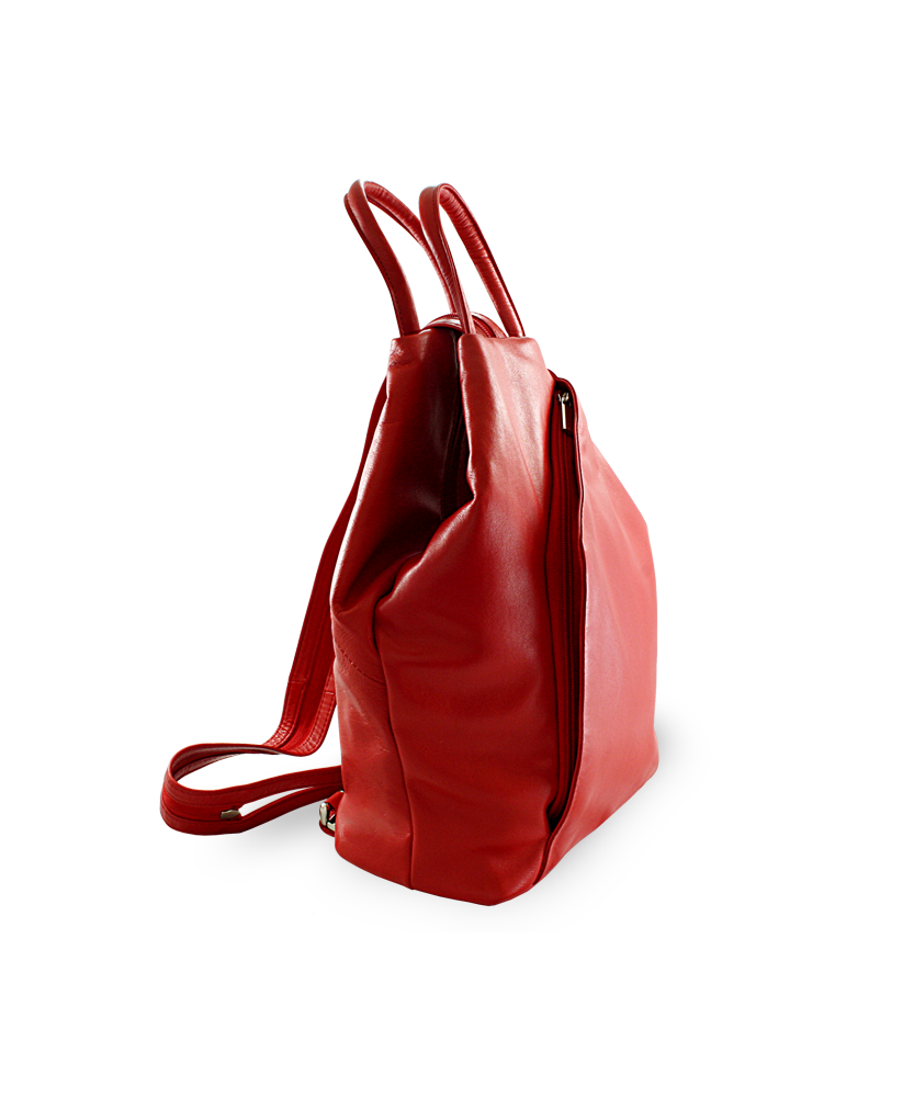 Women's leather backpack red 311-1184-31