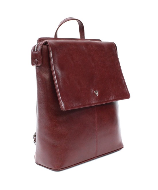 Dark red urban leather backpack 311-1660-31