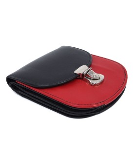 Black and red women's leather wallet with lock 511-1241A-60/31