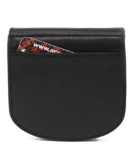 Black and white women's leather wallet with lock 511-1241B-60/T