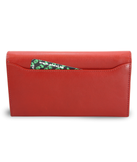 Red women's leather frame wallet with decorative flap 511-1526-31/60