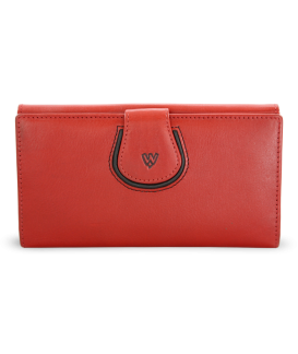 Red women's leather frame wallet with decorative flap 511-1526-31/60