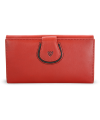 Red women's leather frame wallet with decorative flap 511-1526-31/60