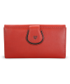 Rotes Rahmen-Lederportemonnaie für Damen mit dekorativer Klappe 511-1526-31/60
