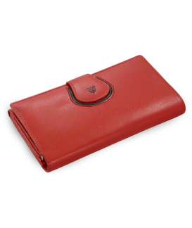 Red women's leather frame wallet with decorative flap 511-1526-31/60