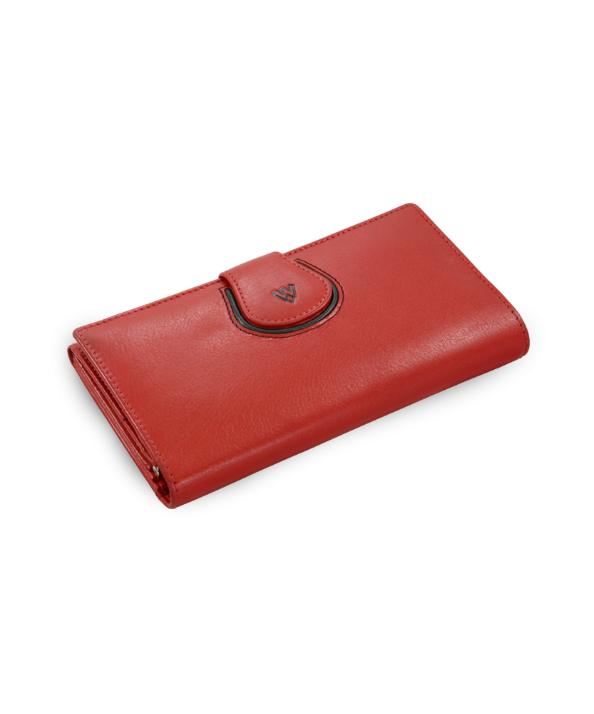 Red women's leather frame wallet with decorative flap 511-1526-31/60