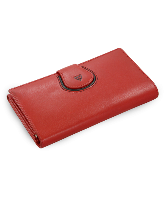 Red women's leather frame wallet with decorative flap 511-1526-31/60