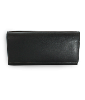 Black clutch leather wallet with flap 511-2018-60