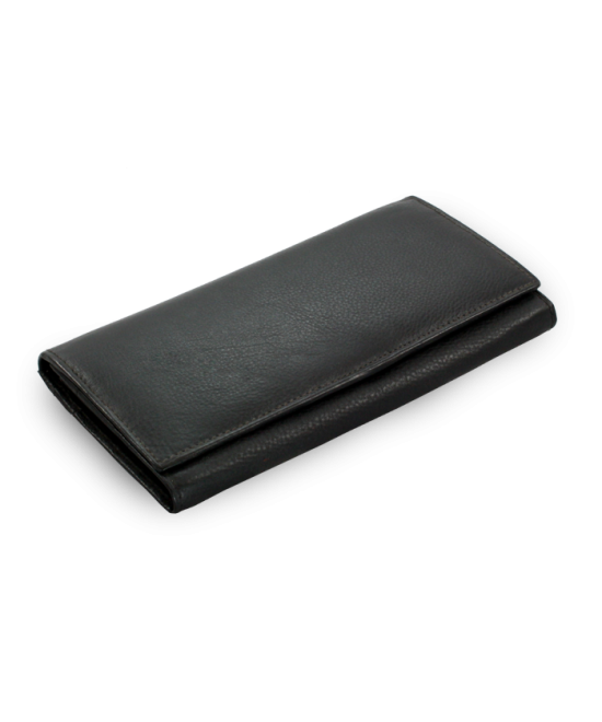 Black clutch leather wallet with flap 511-2018-60
