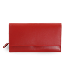 Red women's clutch leather wallet with flap 511-2120-31
